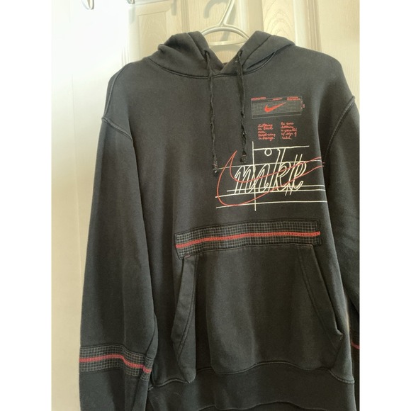 Nike Story Of the Swoosh Adult Size Small Pull-Over Hoodie CQ7Black/Red - Picture 1 of 7